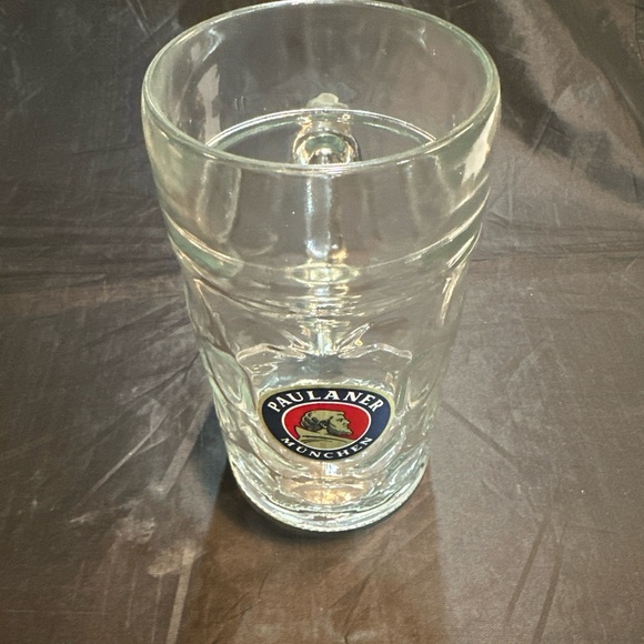Paulaner Munchen 1 Liter German Beer Stein Mug Dimpled Glass Oktoberfest NWOT - Picture 1 of 8